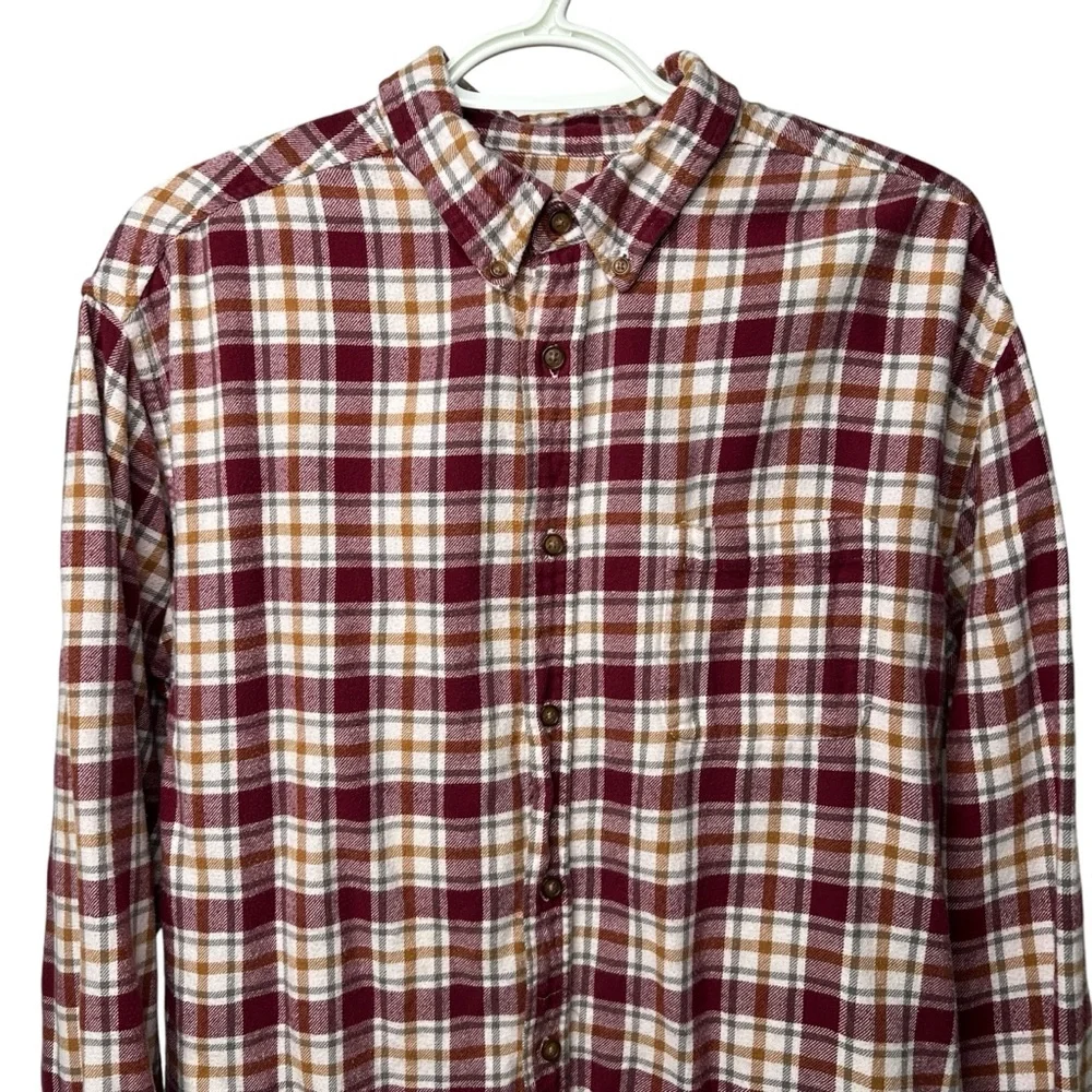 Croft & Barrow Shirt Men's Large Button-Down‎ Flannel Plaid Casual Multicolor
